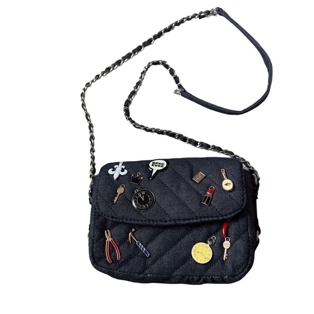 Zara Game Over Pin Denim Crossbody Bag
